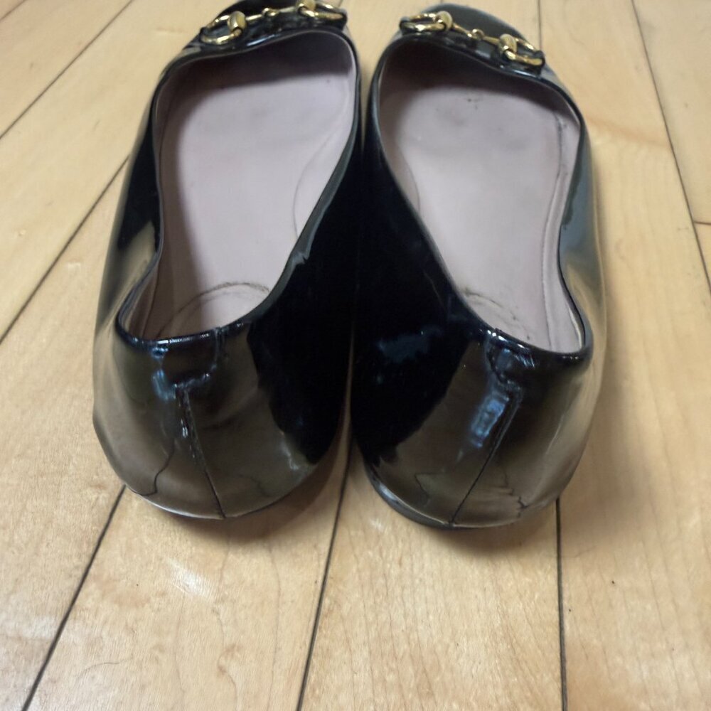 Authentic GUCCI black patent leather ballet flats with horsebit detail size 39 - Picture 5 of 11